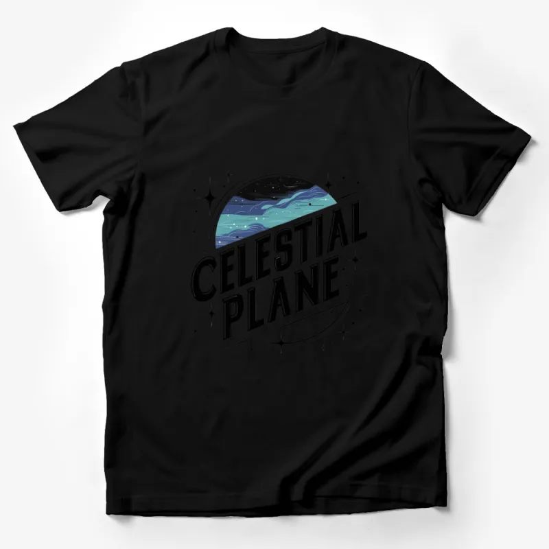 Celestial Plane Night Sky Graphic T-Shirt, Starry Space Design, Astronomy Lover Gift, Unisex Tee Male T-Shirt