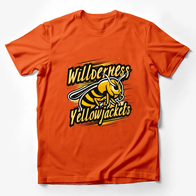 Wilderness Yellowjackets Team Logo T-Shirt, Bee Graphic Tee, Sports Mascot, Bold Design, Unisex Apparel Male T-Shirt