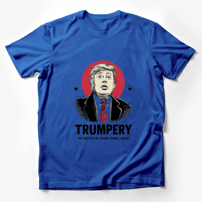 Vintage-Inspired Political Satire T-Shirt, Red and Black, Unique Graphic Tee with Bold Typography Design Male T-Shirt