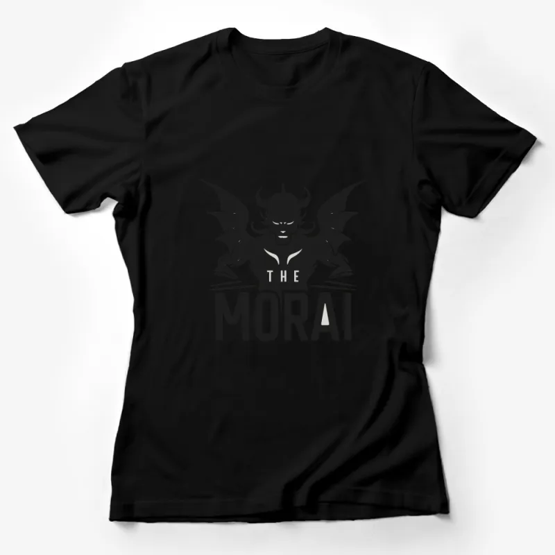 The Morai Winged Demon Graphic T-Shirt, Unisex Black and White Tee, Gothic Style Casual Wear, Unique Illustration Shirt Female T-Shirt