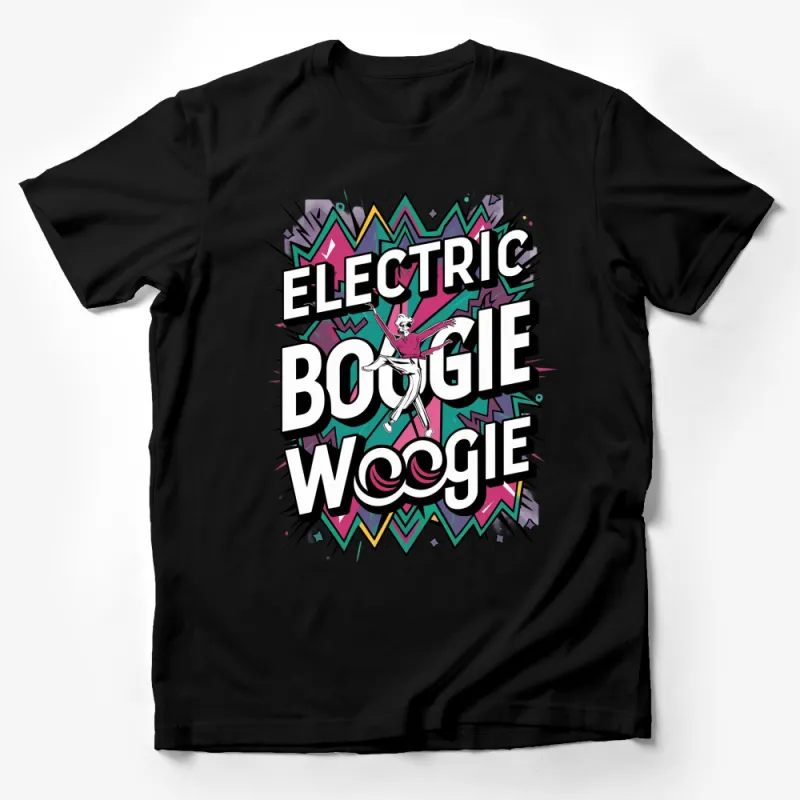 Electric Boogie Woogie Colorful Graphic T-Shirt, Unisex Casual Streetwear, Vibrant Dance Top Male T-Shirt