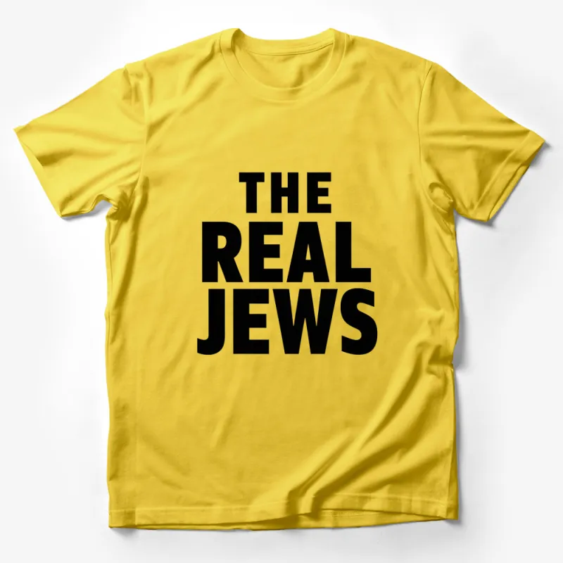 Bold Black and White Text The Real Jews T-Shirt, Unisex Modern Statement Tee, Eye-catching Design, Unique Graphic Shirt Male T-Shirt