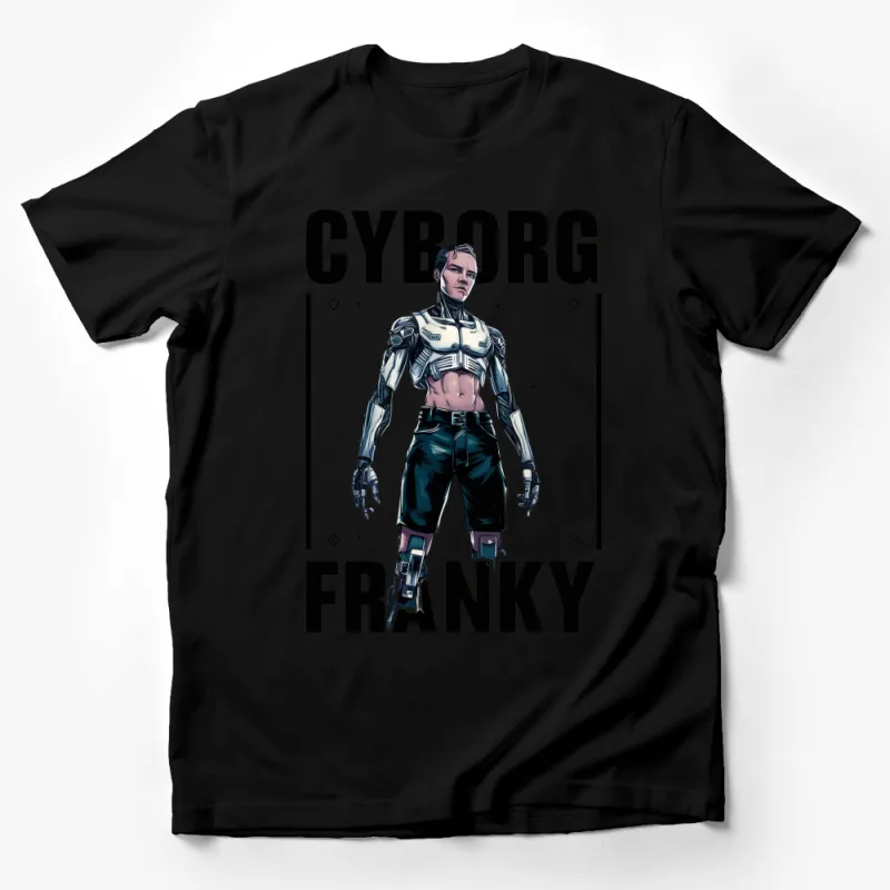 Cyborg Franky Graphic T-Shirt, Futuristic Robot Design, Cool Sci-Fi Tee Male T-Shirt