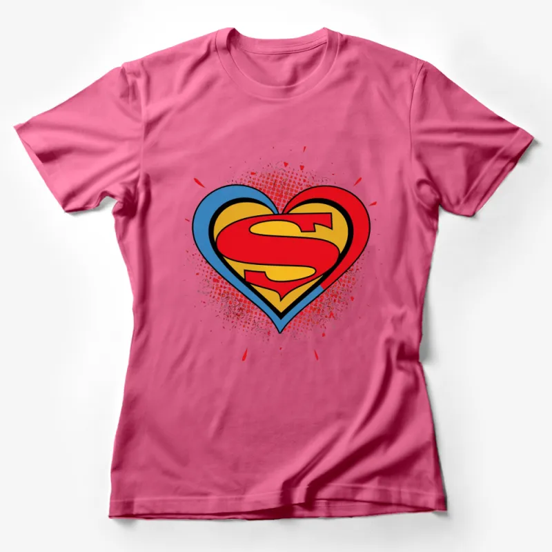 Superhero Heart Logo T-Shirt, Colorful Comic Style Heart, Unisex Tee for All Ages Female T-Shirt