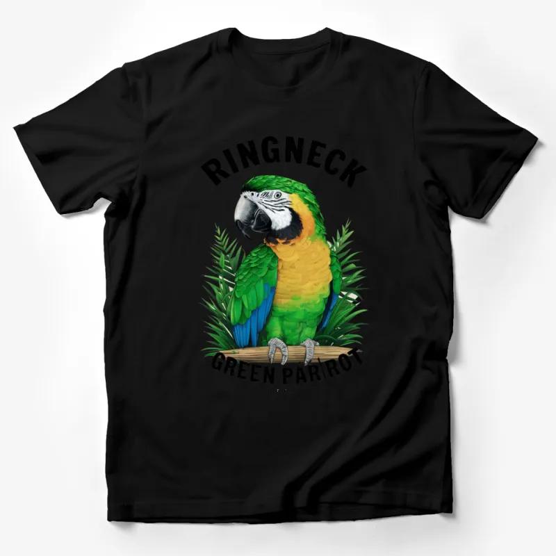 Colorful Ringneck Parrot T-Shirt, Tropical Green Parrot Tee, Exotic Bird Lover Gift, Wildlife Apparel, Unisex T-Shirt Male T-Shirt