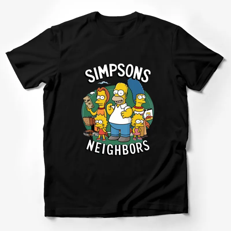 Simpsons Neighbors Cartoon Graphic T-Shirt, Fun Family and Friends Tee, Unique Gift Idea, Vibrant Colors Male T-Shirt