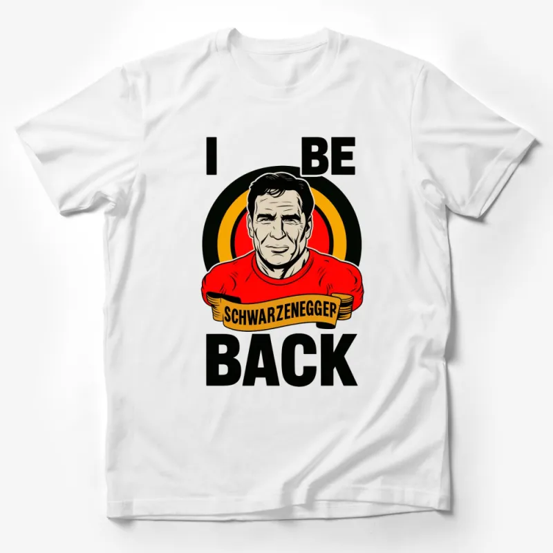 Vintage Schwarzenegger I'll Be Back Quote T-Shirt, Classic Movie Fan Tee Male T-Shirt