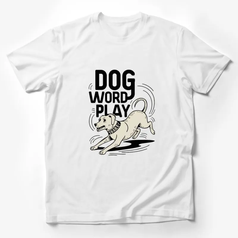 Funny Dog Word Play T-Shirt, Cute Barking Dog Cartoon, Tail Wagging Pet Lover Gift, Children and Adults Male T-Shirt