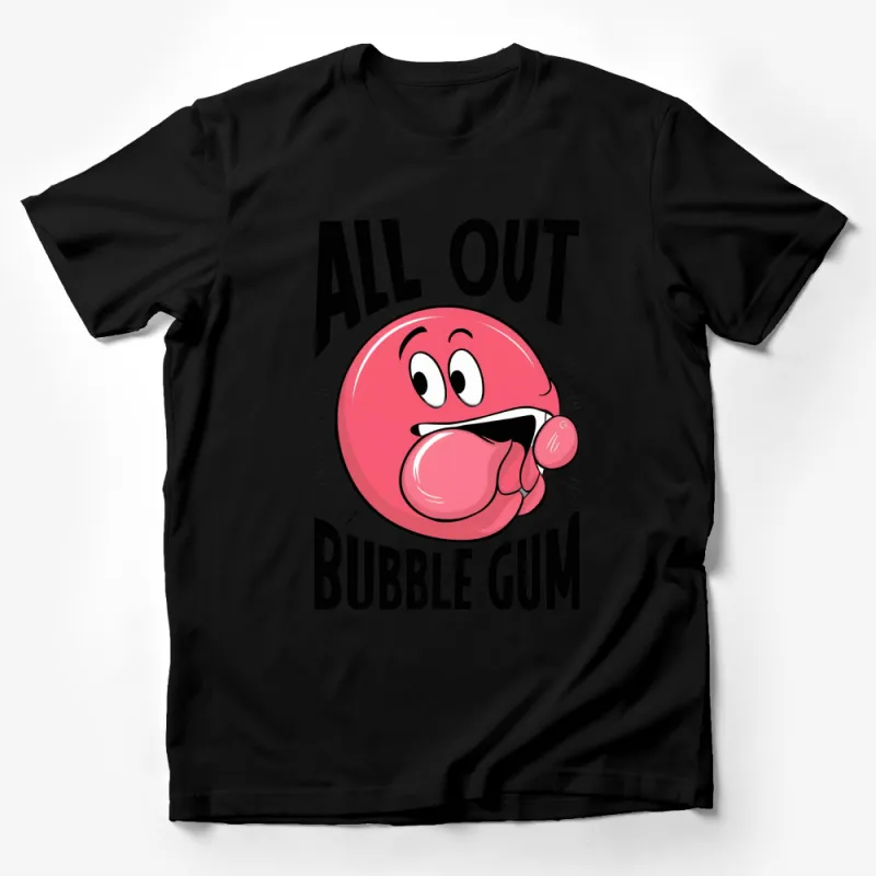 All Out Bubble Gum Graphic T-Shirt, Fun Retro Style Cartoon Tee, Bold Red Comic Design, Unisex Male T-Shirt