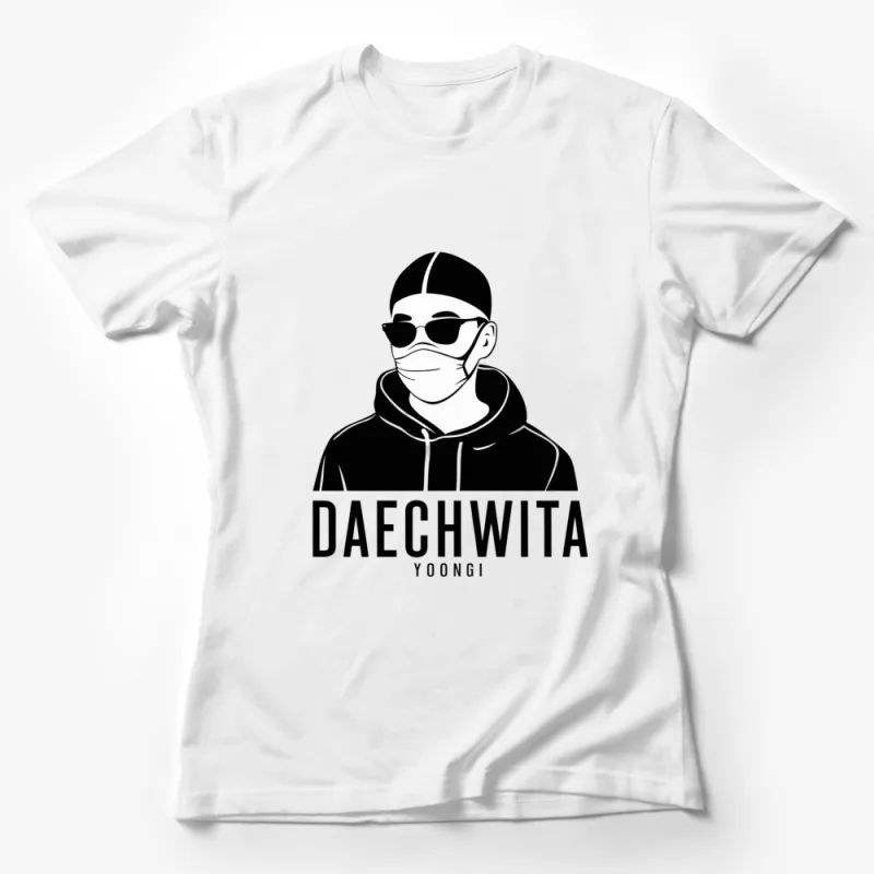 Daechwita Yoongi Graphic T-Shirt, Stylish Black and White Design, Cool Music Fan Apparel Female T-Shirt