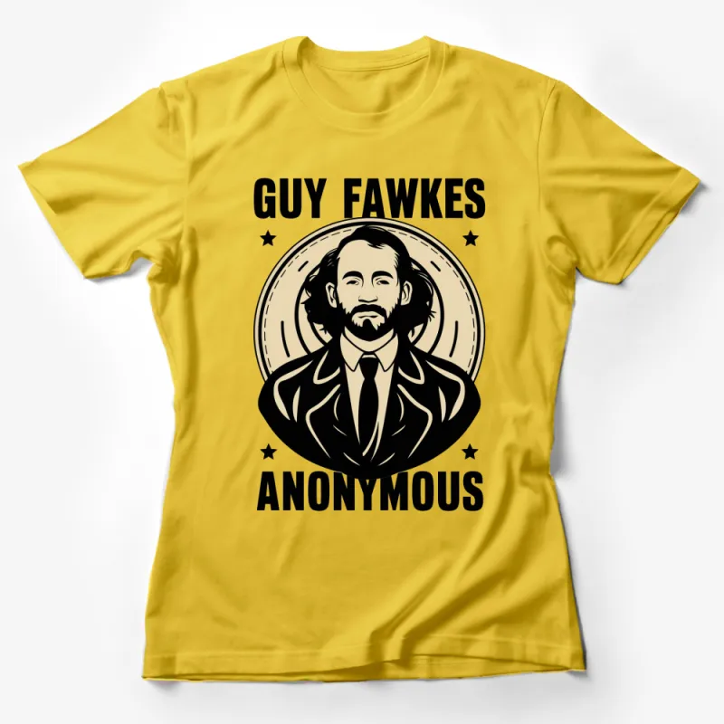 Guy Fawkes Anonymous Graphic T-Shirt, Vintage Black and White Illustration, Historical Figure Tee Female T-Shirt