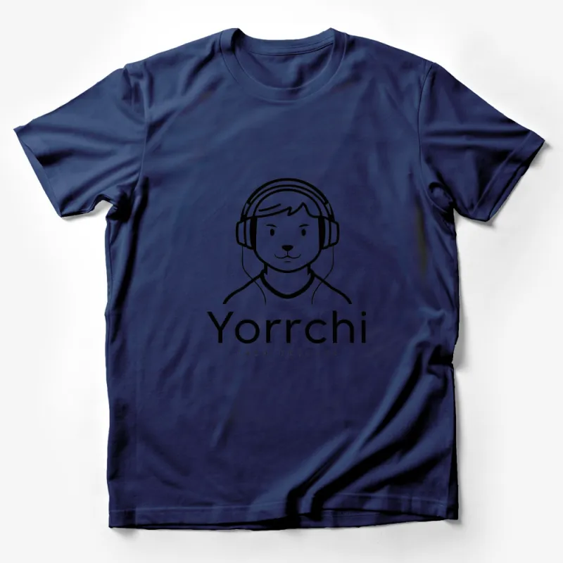 Yorrchi T-Shirt, Cute Dog with Headphones Graphic Tee, Modern Line Art, Stylish Unisex Apparel Male T-Shirt