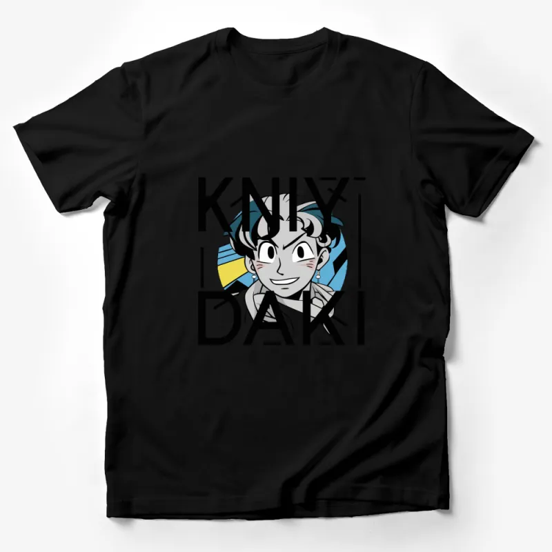 Anime Style Bold Graphic T-Shirt, KNYX DAKI Typography, Unisex Fashion Tee, Trendy Manga Character Shirt Male T-Shirt