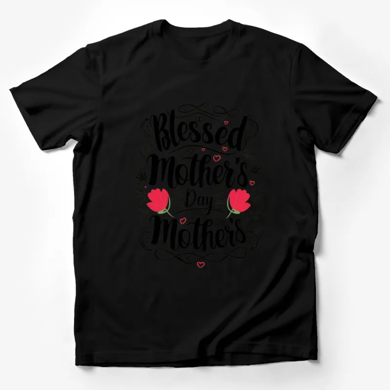 Blessed Mother's Day T-Shirt, Floral Heart Design, Mom Gift Male T-Shirt