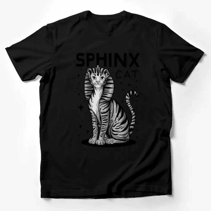 Sphinx Cat T-Shirt, Egyptian Inspired Cat Design, Unisex Graphic Tee, Starry Night Sky, Cool Cat Lover Gift Male T-Shirt