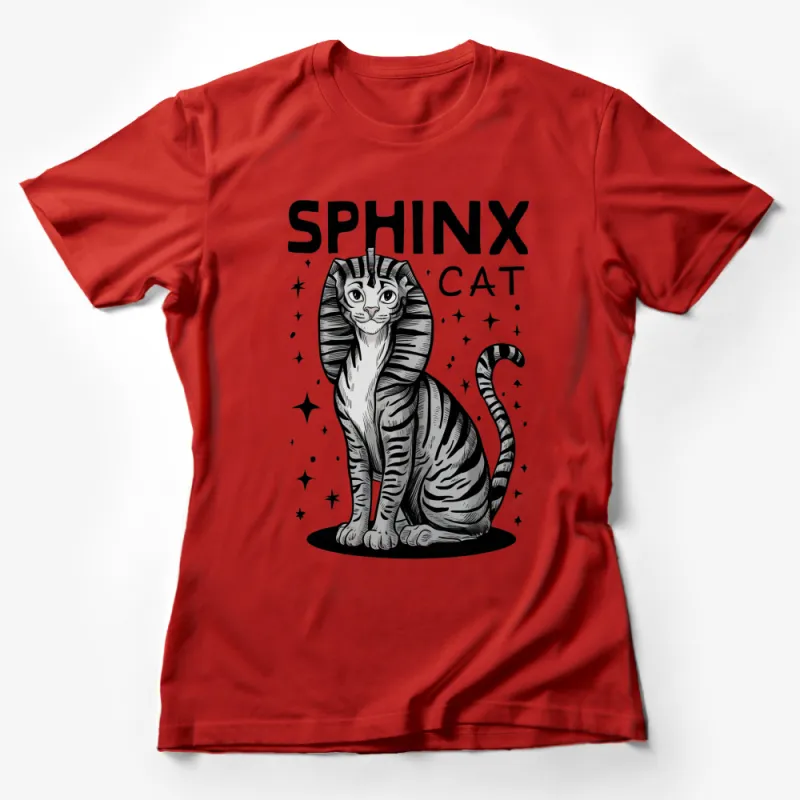 Sphinx Cat T-Shirt, Egyptian Inspired Cat Design, Unisex Graphic Tee, Starry Night Sky, Cool Cat Lover Gift Female T-Shirt