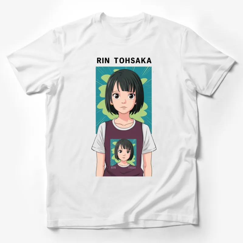 Rin Tohsaka Anime Character T-Shirt, Manga Inspired Graphic Tee, Casual Wear for Anime Fans Male T-Shirt