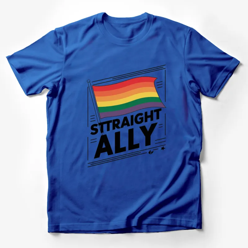 Straight Ally Pride Flag T-Shirt, Colorful Rainbow Support Tee, LGBTQ Ally Fashion, Unisex Graphic Tee Male T-Shirt