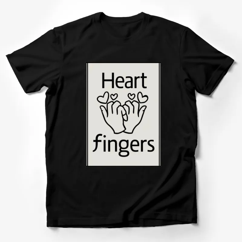 Heart Fingers Graphic T-Shirt, Love Hands Sign Tee, Unisex Black and White Shirt Male T-Shirt