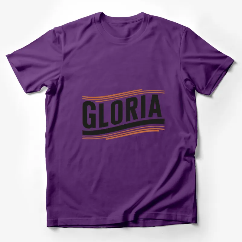 Gloria Bold Text Graphic T-Shirt, Modern Stylish Font Design, Black and Orange Tee Male T-Shirt