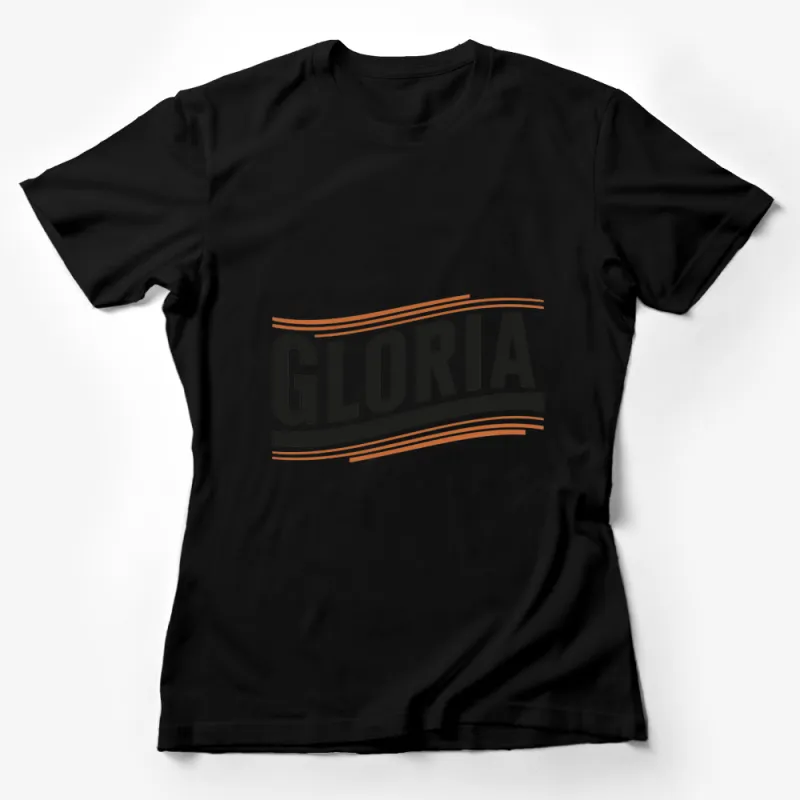 Gloria Bold Text Graphic T-Shirt, Modern Stylish Font Design, Black and Orange Tee Female T-Shirt