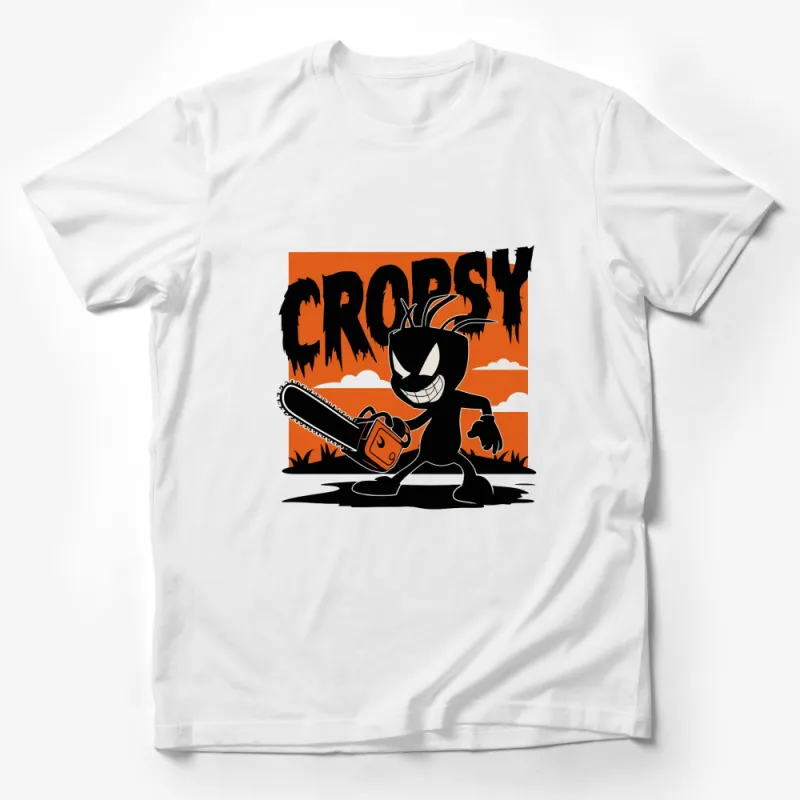 Creepy Cropsey Cartoon Character T-Shirt, Halloween Horror Chainsaw Tee, Unisex Graphic Shirt Male T-Shirt