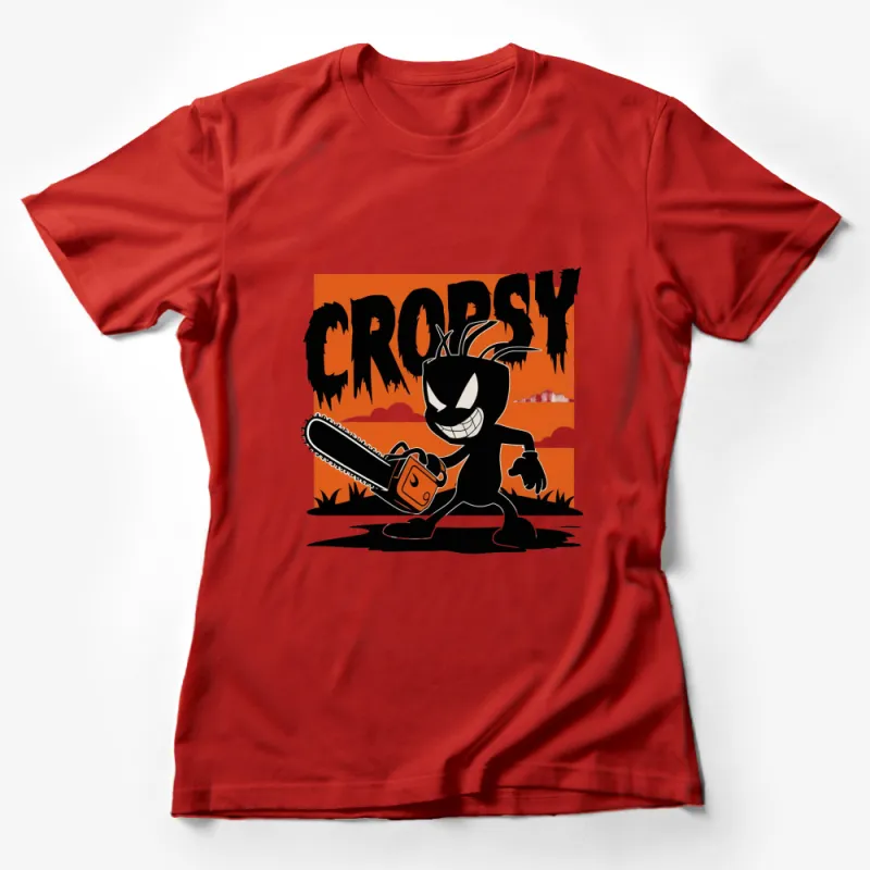 Creepy Cropsey Cartoon Character T-Shirt, Halloween Horror Chainsaw Tee, Unisex Graphic Shirt Female T-Shirt