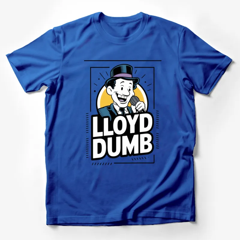 Vintage Style Lloyd Dumb Graphic T-Shirt, Funny Retro Microphone Cartoon Tee Male T-Shirt