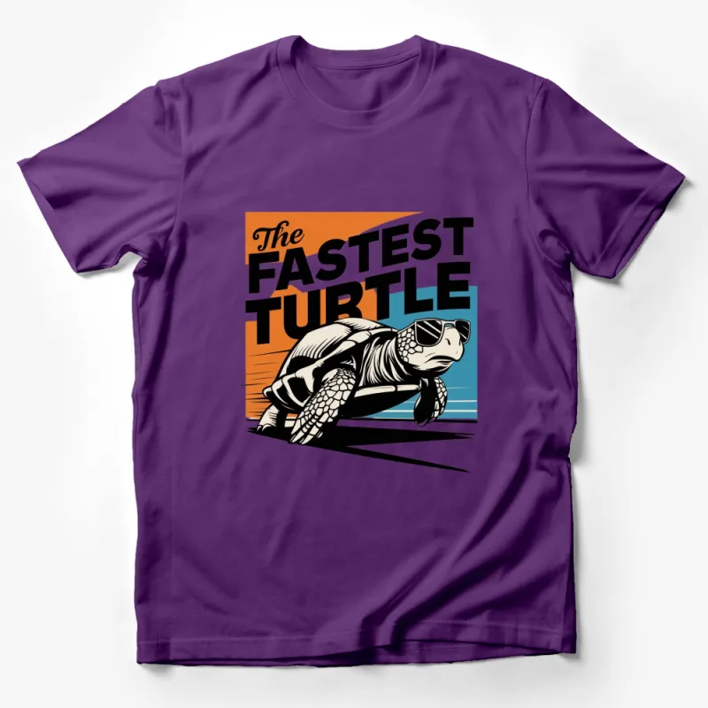 The Fastest Turtle Graphic T-Shirt, Vintage Style, Retro Sunset, Cool Summer Tee, Speedy Turtle Design Male T-Shirt