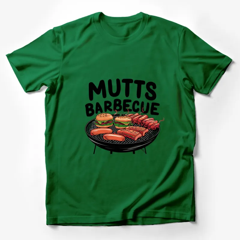 Mutts Barbecue T-Shirt, Grilling Hamburgers and Hot Dogs Graphic Tee, BBQ Lover Gift Male T-Shirt