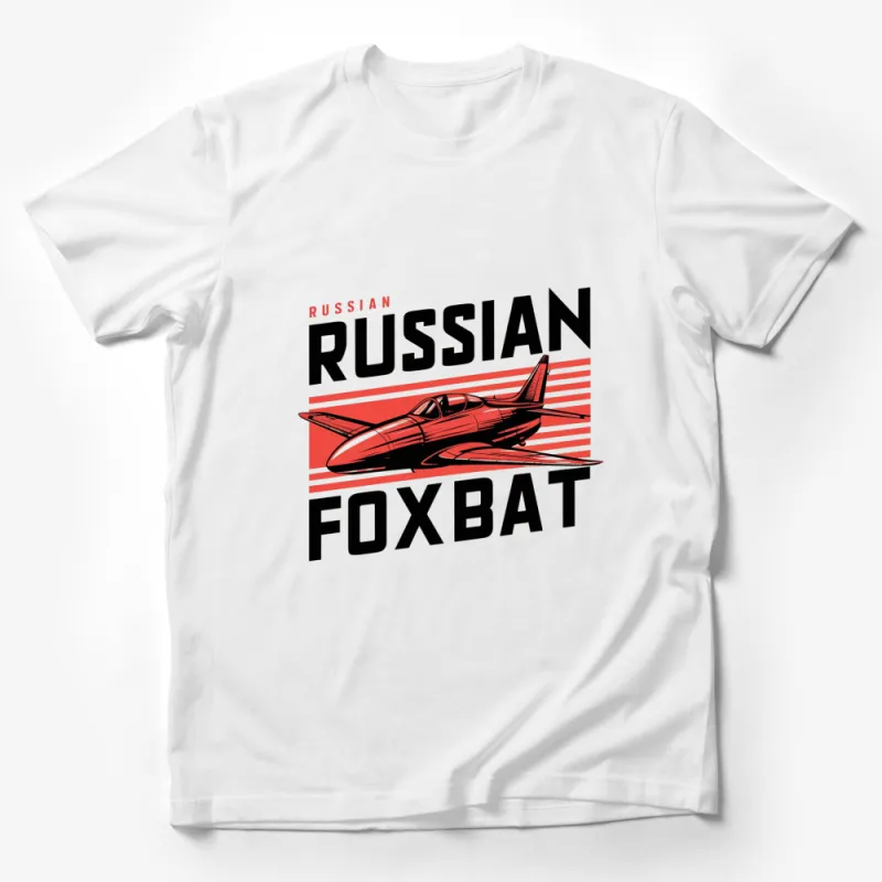 Russian Foxbat Jet Red Stripes Graphic T-Shirt, Vintage Inspired Fighter Plane Tee, Unisex Male T-Shirt