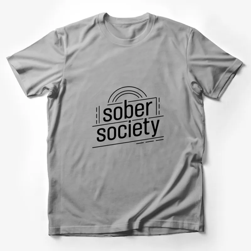 Sober Society Rainbow Arc Logo T-Shirt, Minimalist Black and White Design Unisex Tee, Modern Lifestyle Fashion Apparel Male T-Shirt