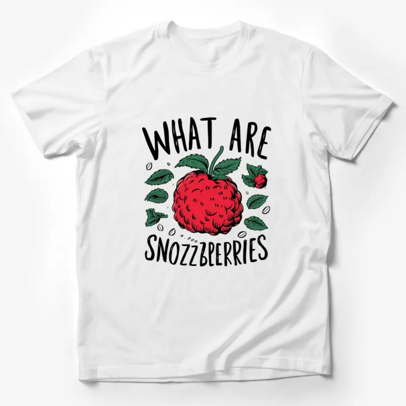 Snozzberries Graphic Tee, Funny Quote T-Shirt, Red Berry Illustration, Unique Fruit Design Shirt, Gift for Foodies Male T-Shirt