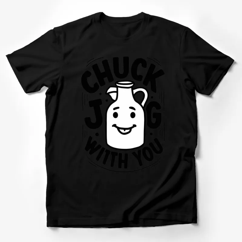 Chuck J With You Fun Jug Character Graphic T-Shirt, Unisex Casual Wear, Black and White Male T-Shirt