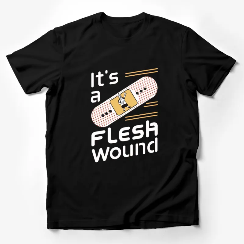 Monty Python Inspired T-Shirt, Black Unisex Tee, It's a Flesh Wound, Funny Vintage Graphic Shirt Male T-Shirt