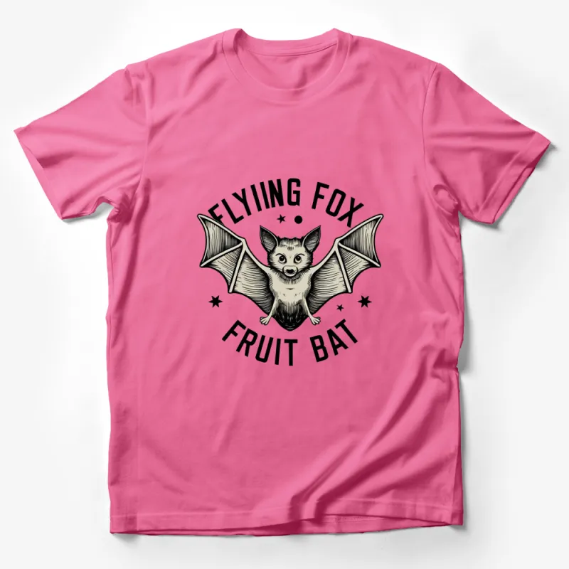 Flying Fox Fruit Bat Graphic T-Shirt, Vintage Inspired Bat Illustration Tee, Animal Lover Gift Male T-Shirt