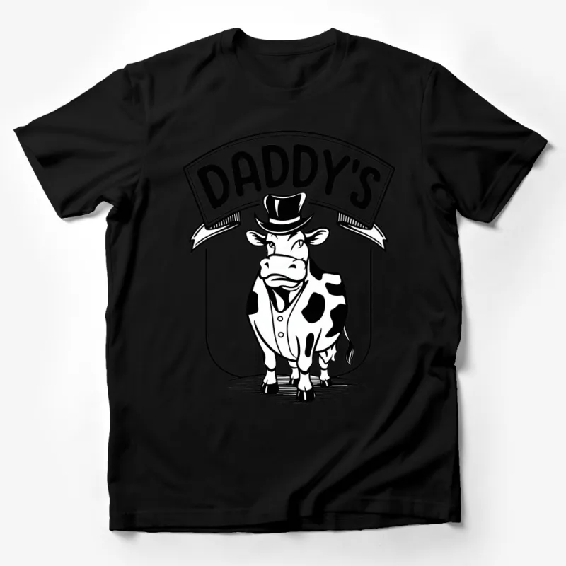 Daddy's Cute Cow Cartoon T-Shirt, Funny Farm Animal Tee, Unique Gift for Dad Male T-Shirt