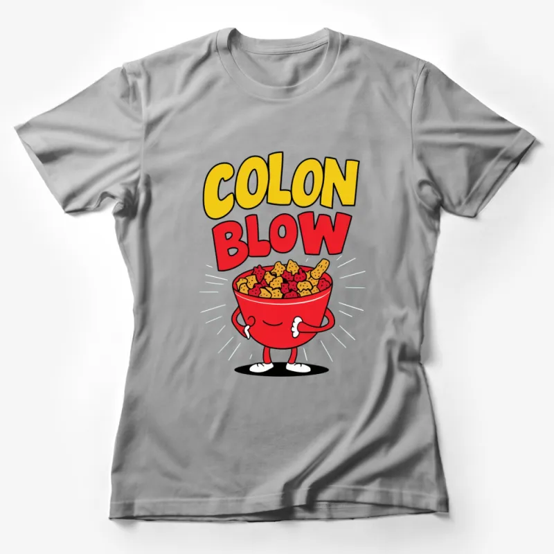 Funny Colon Blow Cereal T-Shirt, Vintage Comic Style Tee, Humorous Graphic Shirt for Parties Female T-Shirt