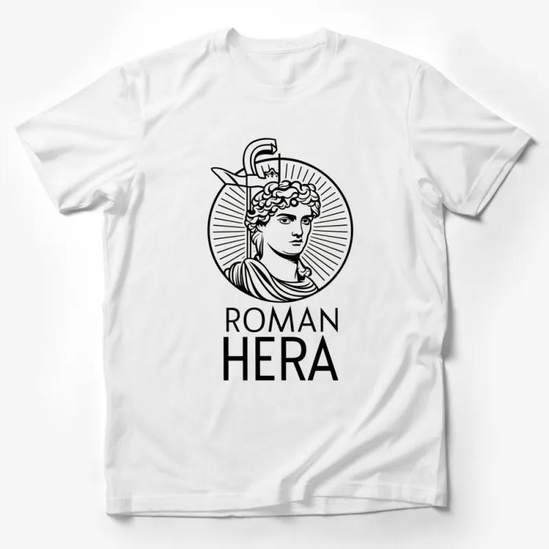 Roman Hera Goddess Graphic T-Shirt, Classic Mythology Art Tee, Black and White Design, Unisex Sizes Male T-Shirt