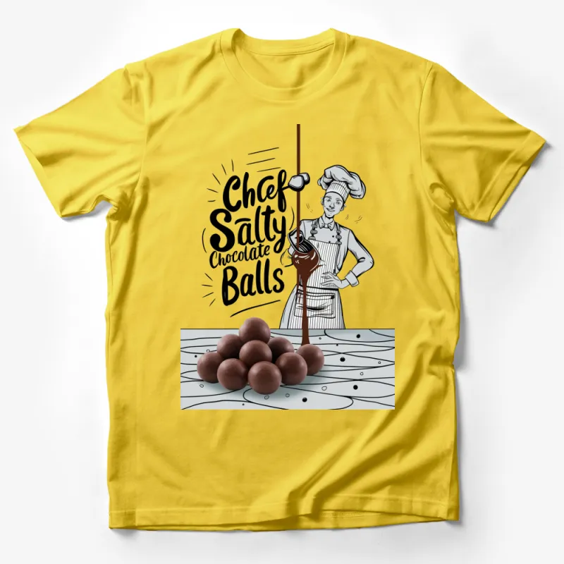 Chef Salty Chocolate Balls T-Shirt, Funny Culinary Tee, Cooks and Bakers Apparel, Unique Foodie Gift Male T-Shirt