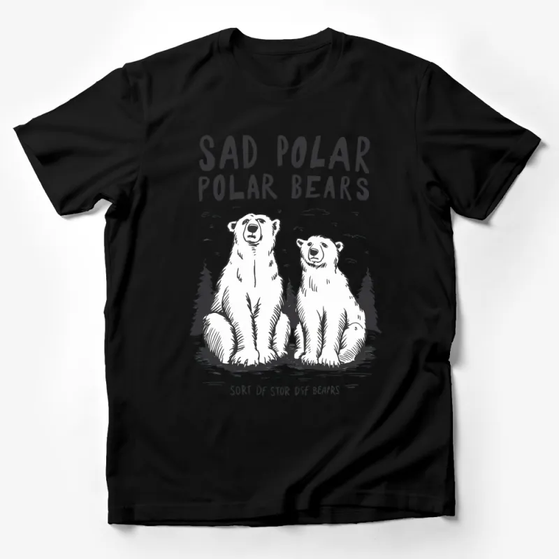 Sad Polar Bears Graphic T-Shirt, Black and White Animal Print, Unisex Tee Male T-Shirt