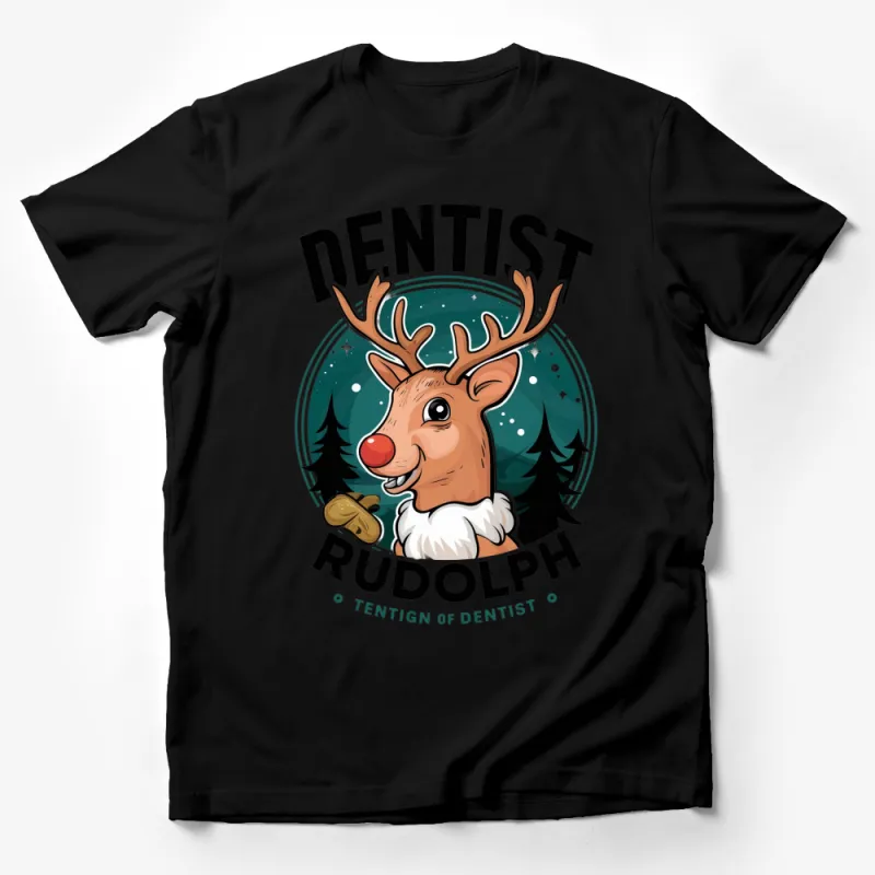 Funny Dentist Rudolph Reindeer T-Shirt, Christmas Dental Tee, Holiday Gift for Dentists Male T-Shirt