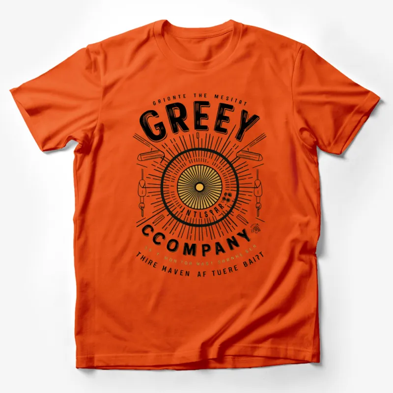 Vintage Grey Company Graphic Tee, Retro Sun Design, Unisex Fashion T-Shirt, Casual Streetwear, Unique Print, Eye-Catching Top Male T-Shirt