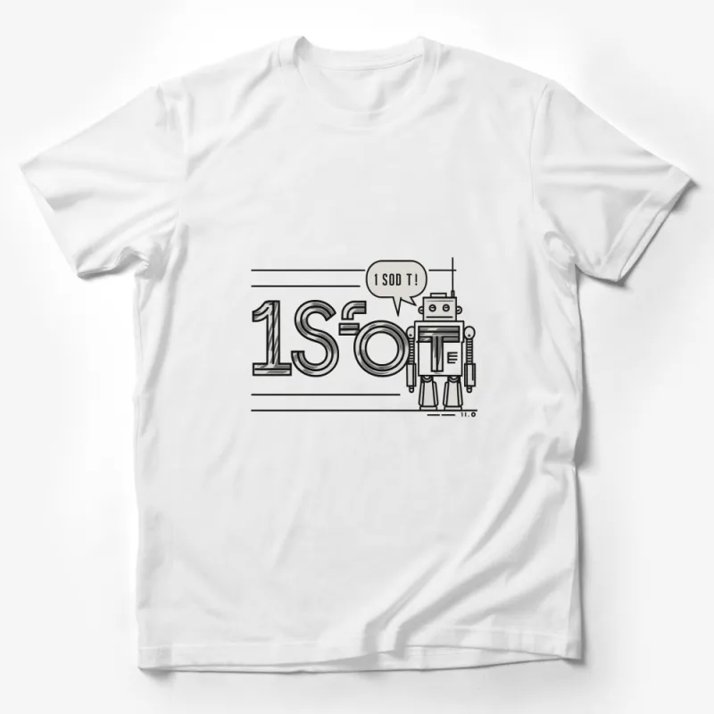 Unique Robot Graphic T-Shirt 1 Sod T! Vintage Style, Line Art Design Tee, Cool Casual Wear Male T-Shirt