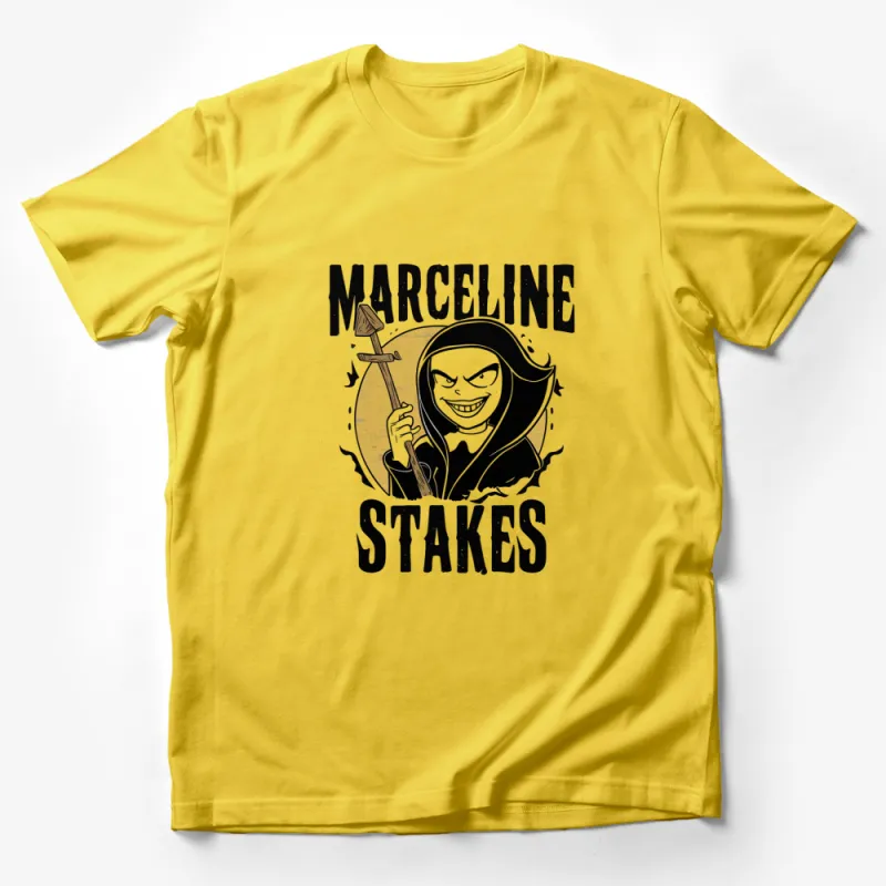 Marceline Stakes Adventure Time Vampire T-Shirt, Black and White Graphic Tee, Cartoon Character Apparel Male T-Shirt