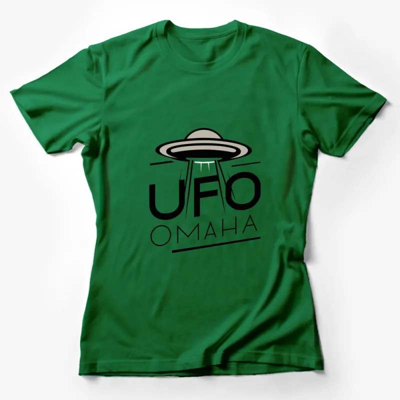 UFO Omaha Graphic T-Shirt, Black and White Alien Spaceship Design, Unisex Casual Wear Female T-Shirt