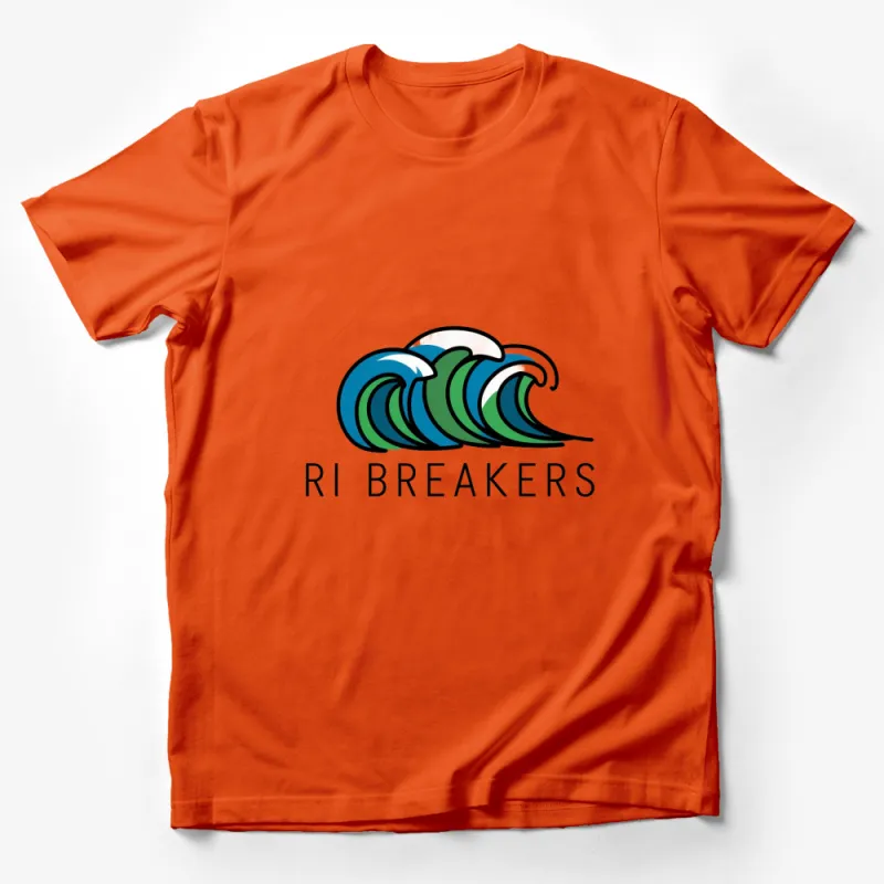 Ocean Wave Graphic T-Shirt, Surf Lover Tee, RI Breakers Casual Beachwear Top, Unisex Male T-Shirt