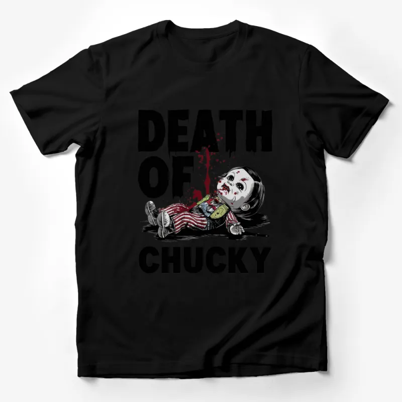 Death of Chucky T-Shirt, Horror Movie Fan Tee, Creepy Doll Graphic, Unique Halloween Costume Idea Male T-Shirt