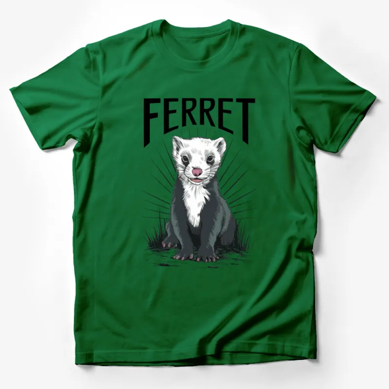 Cute Ferret Graphic T-Shirt, Unisex Ferret Lover Tee, Animal Illustration, Casual Wear Male T-Shirt