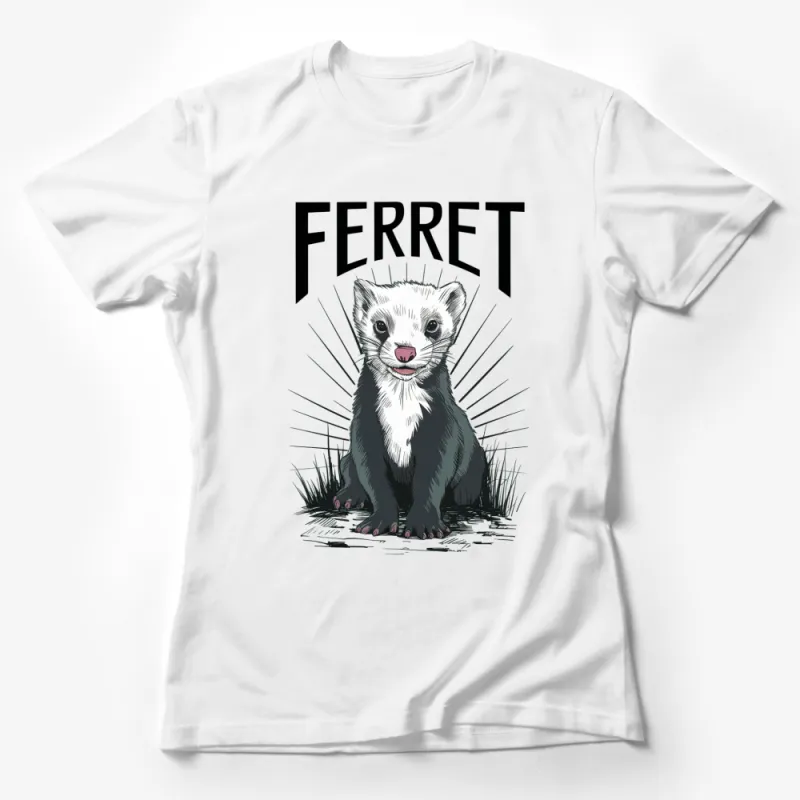 Cute Ferret Graphic T-Shirt, Unisex Ferret Lover Tee, Animal Illustration, Casual Wear Female T-Shirt